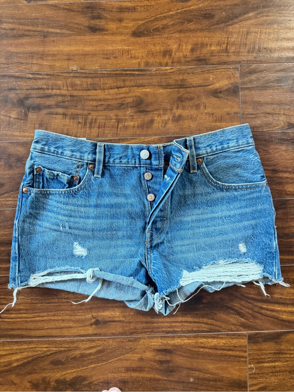 Levi’s Blue Distressed Denim Women’s Shorts